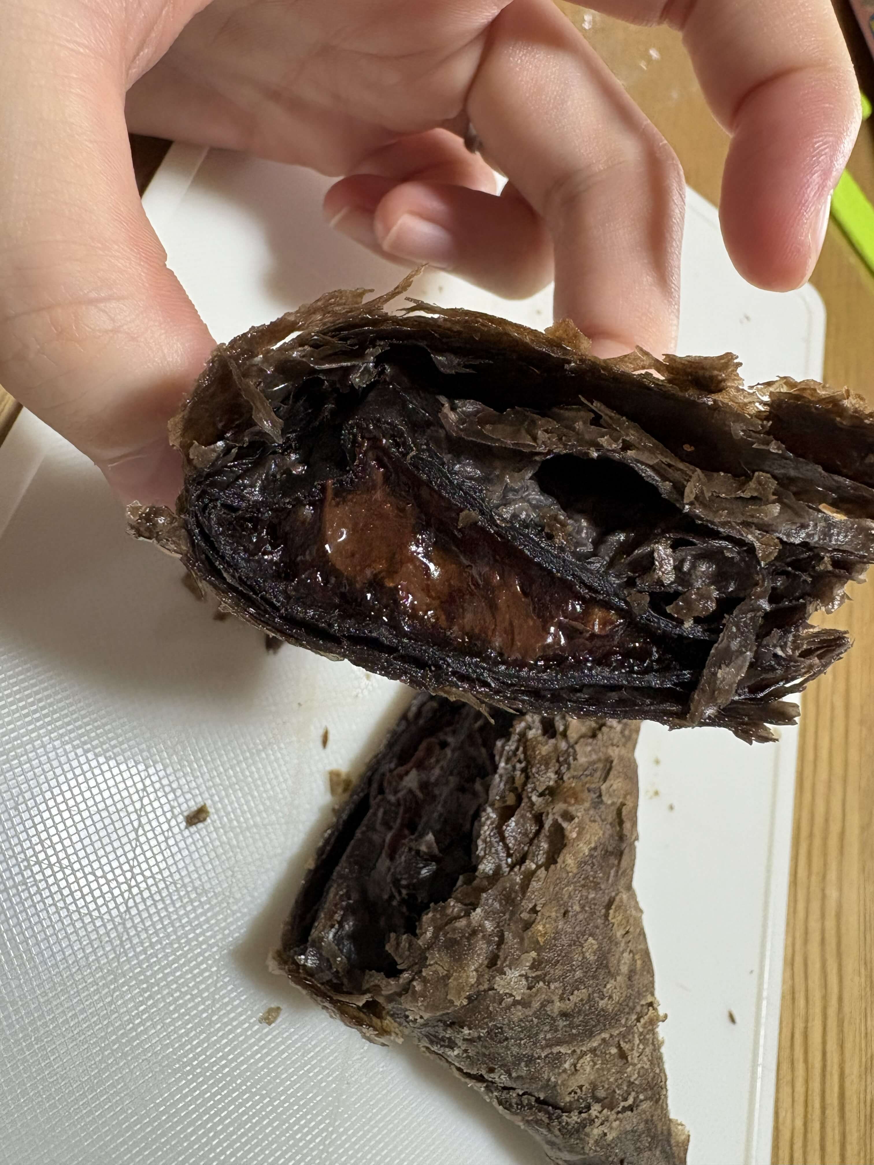 マクドナルドの三角チョコパイを焼いた写真